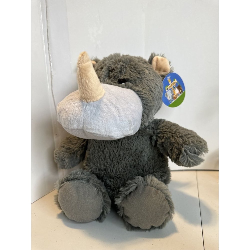Calplush 12” Stuffed Rhino Gray White Safari Plush stuffed Animal toy W Tags